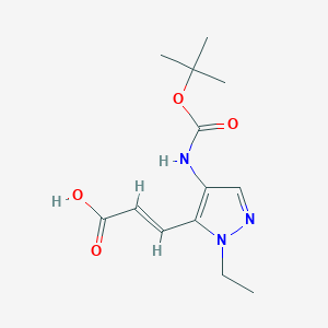 molecular formula C13H19N3O4 B2639861 (2E)-3-(4-{[(tert-butoxy)carbonyl]amino}-1-ethyl-1H-pyrazol-5-yl)prop-2-enoic acid CAS No. 2220111-42-0
