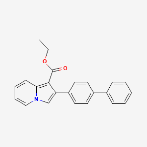 molecular formula C23H19NO2 B2639881 Ethyl 2-[1,1'-biphenyl]-4-yl-1-indolizinecarboxylate CAS No. 477870-16-9