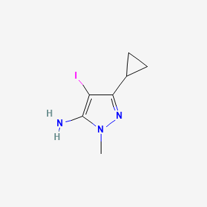 molecular formula C7H10IN3 B2639902 3-Cyclopropyl-4-iodo-1-methyl-1H-pyrazol-5-amine CAS No. 1443279-34-2