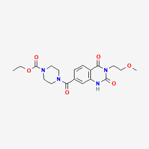 molecular formula C19H24N4O6 B2639912 ethyl 4-[3-(2-methoxyethyl)-2,4-dioxo-1,2,3,4-tetrahydroquinazoline-7-carbonyl]piperazine-1-carboxylate CAS No. 909858-01-1