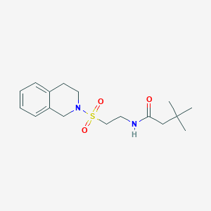 molecular formula C17H26N2O3S B2639923 N-(2-((3,4-二氢异喹啉-2(1H)-基)磺酰基)乙基)-3,3-二甲基丁酰胺 CAS No. 921897-47-4