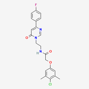 molecular formula C22H21ClFN3O3 B2639934 2-(4-chloro-3,5-dimethylphenoxy)-N-(2-(4-(4-fluorophenyl)-6-oxopyrimidin-1(6H)-yl)ethyl)acetamide CAS No. 1351649-83-6