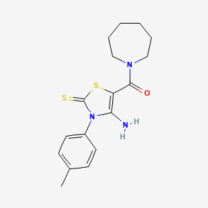 molecular formula C17H21N3OS2 B2639936 (4-Amino-2-thioxo-3-(p-tolyl)-2,3-dihydrothiazol-5-yl)(azepan-1-yl)methanone CAS No. 946294-61-7
