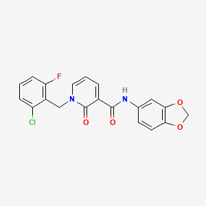 molecular formula C20H14ClFN2O4 B2639939 N-(2H-1,3-benzodioxol-5-yl)-1-[(2-chloro-6-fluorophenyl)methyl]-2-oxo-1,2-dihydropyridine-3-carboxamide CAS No. 946303-09-9