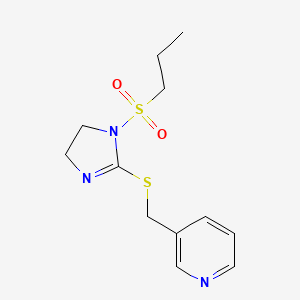 molecular formula C12H17N3O2S2 B2639941 3-[(1-Propylsulfonyl-4,5-dihydroimidazol-2-yl)sulfanylmethyl]pyridine CAS No. 868218-71-7