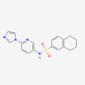 molecular formula C18H18N4O2S B2639943 N-(6-(1H-imidazol-1-yl)pyridin-3-yl)-5,6,7,8-tetrahydronaphthalene-2-sulfonamide CAS No. 1421525-30-5