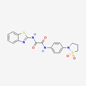 molecular formula C18H16N4O4S2 B2639953 N-(1,3-benzothiazol-2-yl)-N'-[4-(1,1-dioxo-1lambda6,2-thiazolidin-2-yl)phenyl]ethanediamide CAS No. 941888-84-2