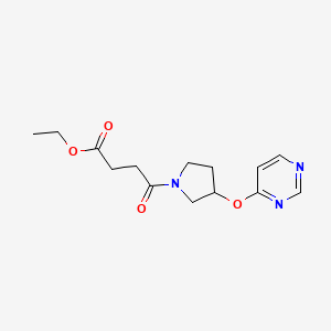 molecular formula C14H19N3O4 B2639975 Ethyl 4-oxo-4-(3-(pyrimidin-4-yloxy)pyrrolidin-1-yl)butanoate CAS No. 2034580-16-8