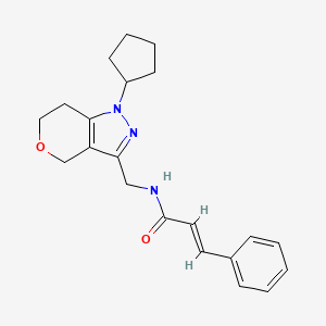 molecular formula C21H25N3O2 B2639988 N-((1-cyclopentyl-1,4,6,7-tetrahydropyrano[4,3-c]pyrazol-3-yl)methyl)cinnamamide CAS No. 1799254-62-8