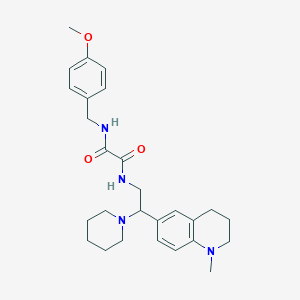 molecular formula C27H36N4O3 B2640001 N'-[(4-methoxyphenyl)methyl]-N-[2-(1-methyl-1,2,3,4-tetrahydroquinolin-6-yl)-2-(piperidin-1-yl)ethyl]ethanediamide CAS No. 922096-39-7