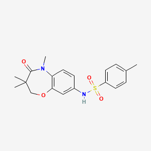 molecular formula C19H22N2O4S B2640013 4-methyl-N-(3,3,5-trimethyl-4-oxo-2,3,4,5-tetrahydro-1,5-benzoxazepin-8-yl)benzene-1-sulfonamide CAS No. 921903-36-8