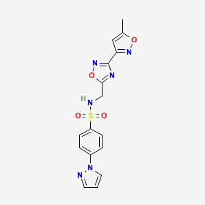 N-((3-(5-methylisoxazol-3-yl)-1,2,4-oxadiazol-5-yl)methyl)-4-(1H-pyrazol-1-yl)benzenesulfonamide