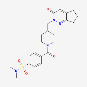 molecular formula C22H28N4O4S B2640034 N,N-dimethyl-4-[4-({3-oxo-2H,3H,5H,6H,7H-cyclopenta[c]pyridazin-2-yl}methyl)piperidine-1-carbonyl]benzene-1-sulfonamide CAS No. 2310128-55-1