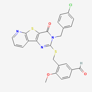 3-(((3-(4-Chlorobenzyl)-4-oxo-3,4-dihydropyrido[3',2':4,5]thieno[3,2-d]pyrimidin-2-yl)thio)methyl)-4-methoxybenzaldehyde