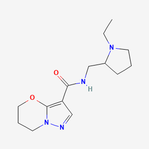 molecular formula C14H22N4O2 B2640056 N-((1-ethylpyrrolidin-2-yl)methyl)-6,7-dihydro-5H-pyrazolo[5,1-b][1,3]oxazine-3-carboxamide CAS No. 1428366-69-1
