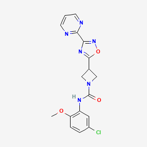 molecular formula C17H15ClN6O3 B2640066 N-(5-chloro-2-methoxyphenyl)-3-(3-(pyrimidin-2-yl)-1,2,4-oxadiazol-5-yl)azetidine-1-carboxamide CAS No. 1327316-60-8
