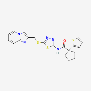 N-(5-((imidazo[1,2-a]pyridin-2-ylmethyl)thio)-1,3,4-thiadiazol-2-yl)-1-(thiophen-2-yl)cyclopentanecarboxamide