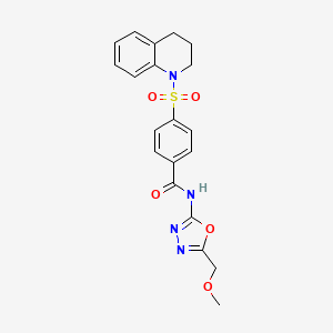 molecular formula C20H20N4O5S B2640079 N-[5-(methoxymethyl)-1,3,4-oxadiazol-2-yl]-4-(1,2,3,4-tetrahydroquinoline-1-sulfonyl)benzamide CAS No. 862807-09-8