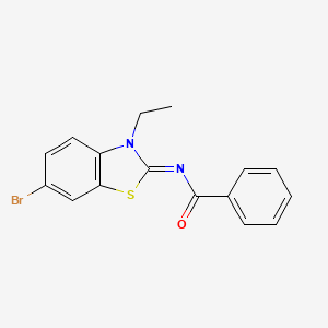 molecular formula C16H13BrN2OS B2640084 N-[(2E)-6-bromo-3-ethyl-2,3-dihydro-1,3-benzothiazol-2-ylidene]benzamide CAS No. 865544-25-8