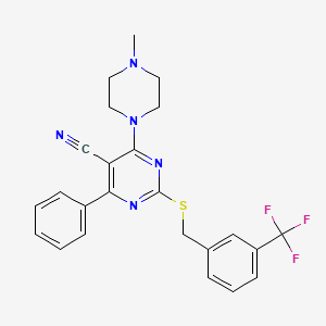4-(4-Methylpiperazino)-6-phenyl-2-{[3-(trifluoromethyl)benzyl]sulfanyl}-5-pyrimidinecarbonitrile