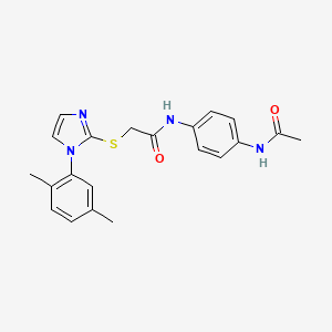N-(4-acetamidophenyl)-2-[1-(2,5-dimethylphenyl)imidazol-2-yl]sulfanylacetamide