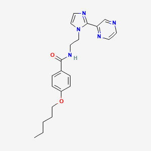 molecular formula C21H25N5O2 B2640103 4-(pentyloxy)-N-(2-(2-(pyrazin-2-yl)-1H-imidazol-1-yl)ethyl)benzamide CAS No. 2034234-45-0