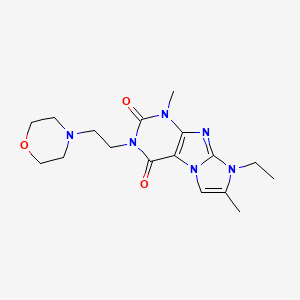 molecular formula C17H24N6O3 B2640112 8-ethyl-1,7-dimethyl-3-(2-morpholinoethyl)-1H-imidazo[2,1-f]purine-2,4(3H,8H)-dione CAS No. 887215-58-9