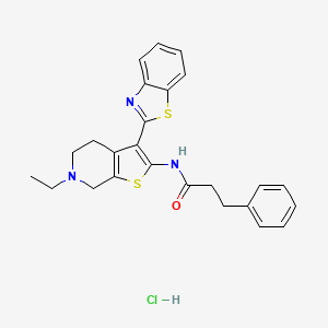 N-(3-(benzo[d]thiazol-2-yl)-6-ethyl-4,5,6,7-tetrahydrothieno[2,3-c]pyridin-2-yl)-3-phenylpropanamide hydrochloride