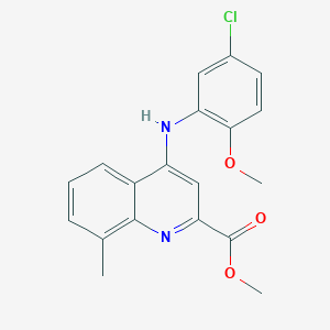 molecular formula C19H17ClN2O3 B2640127 Methyl 4-((5-chloro-2-methoxyphenyl)amino)-8-methylquinoline-2-carboxylate CAS No. 1226430-05-2