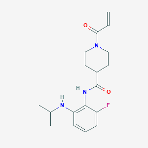 N-[2-Fluoro-6-(propan-2-ylamino)phenyl]-1-prop-2-enoylpiperidine-4-carboxamide