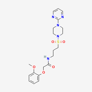 2-(2-methoxyphenoxy)-N-(3-((4-(pyrimidin-2-yl)piperazin-1-yl)sulfonyl)propyl)acetamide