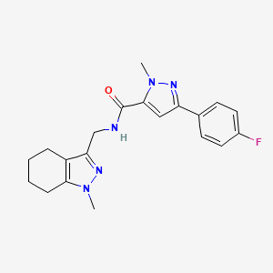 molecular formula C20H22FN5O B2640141 3-(4-fluorophenyl)-1-methyl-N-((1-methyl-4,5,6,7-tetrahydro-1H-indazol-3-yl)methyl)-1H-pyrazole-5-carboxamide CAS No. 1448122-40-4