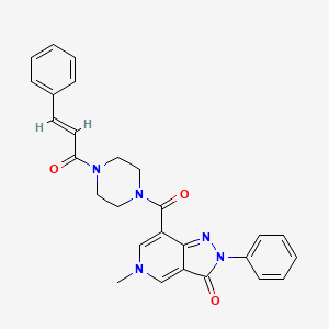 molecular formula C27H25N5O3 B2640149 (E)-7-(4-cinnamoylpiperazine-1-carbonyl)-5-methyl-2-phenyl-2H-pyrazolo[4,3-c]pyridin-3(5H)-one CAS No. 1021077-79-1
