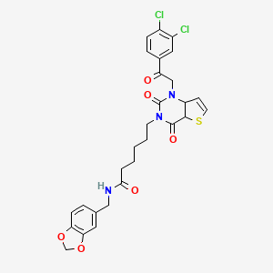 N-[(2H-1,3-benzodioxol-5-yl)methyl]-6-{1-[2-(3,4-dichlorophenyl)-2-oxoethyl]-2,4-dioxo-1H,2H,3H,4H-thieno[3,2-d]pyrimidin-3-yl}hexanamide