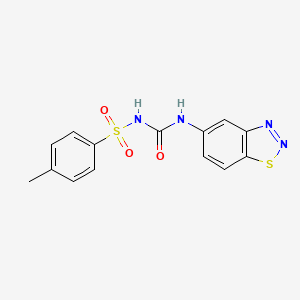 molecular formula C14H12N4O3S2 B2640174 5-[({[(4-Methylphenyl)sulfonyl]amino}carbonyl)amino]-1,2,3-benzothiadiazole CAS No. 866156-68-5