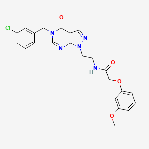 molecular formula C23H22ClN5O4 B2640175 N-(2-(5-(3-chlorobenzyl)-4-oxo-4,5-dihydro-1H-pyrazolo[3,4-d]pyrimidin-1-yl)ethyl)-2-(3-methoxyphenoxy)acetamide CAS No. 922009-01-6
