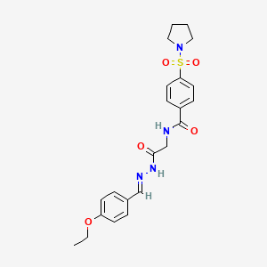 molecular formula C22H26N4O5S B2640182 (E)-N-(2-(2-(4-ethoxybenzylidene)hydrazinyl)-2-oxoethyl)-4-(pyrrolidin-1-ylsulfonyl)benzamide CAS No. 391896-02-9