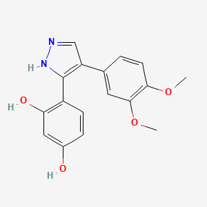 molecular formula C17H16N2O4 B2640186 4-(4-(3,4-dimethoxyphenyl)-1H-pyrazol-3-yl)benzene-1,3-diol CAS No. 558636-53-6