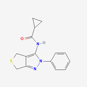 molecular formula C15H15N3OS B2640189 N-{2-phenyl-2H,4H,6H-thieno[3,4-c]pyrazol-3-yl}cyclopropanecarboxamide CAS No. 361477-57-8