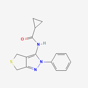 molecular formula C15H15N3OS B2640189 N-(2-phenyl-4,6-dihydrothieno[3,4-c]pyrazol-3-yl)cyclopropanecarboxamide CAS No. 361477-57-8