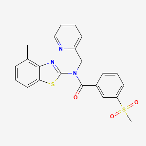 molecular formula C22H19N3O3S2 B2640191 N-(4-methylbenzo[d]thiazol-2-yl)-3-(methylsulfonyl)-N-(pyridin-2-ylmethyl)benzamide CAS No. 886940-01-8