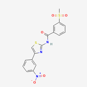 molecular formula C17H13N3O5S2 B2640193 3-(甲磺酰基)-N-(4-(3-硝基苯基)噻唑-2-基)苯甲酰胺 CAS No. 896285-51-1