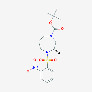 molecular formula C17H25N3O6S B2640199 (S)-叔丁基-3-甲基-4-((2-硝基苯基)磺酰基)-1,4-二氮杂环庚烷-1-甲酸乙酯 CAS No. 949109-36-8