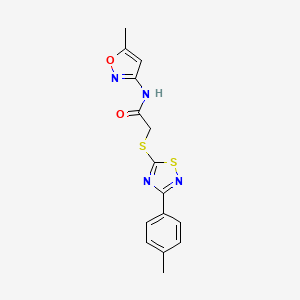 molecular formula C15H14N4O2S2 B2640202 N-(5-methylisoxazol-3-yl)-2-((3-(p-tolyl)-1,2,4-thiadiazol-5-yl)thio)acetamide CAS No. 864917-57-7