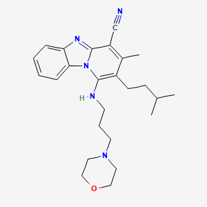 molecular formula C25H33N5O B2640203 2-Isopentyl-3-methyl-1-{[3-(4-morpholinyl)propyl]amino}pyrido[1,2-A]benzimidazole-4-carbonitrile CAS No. 384800-38-8