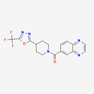 molecular formula C17H14F3N5O2 B2640215 Quinoxalin-6-yl(4-(5-(trifluoromethyl)-1,3,4-oxadiazol-2-yl)piperidin-1-yl)methanone CAS No. 1396813-57-2