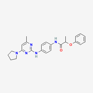 molecular formula C24H27N5O2 B2640217 N-(4-{[4-methyl-6-(pyrrolidin-1-yl)pyrimidin-2-yl]amino}phenyl)-2-phenoxypropanamide CAS No. 923132-46-1