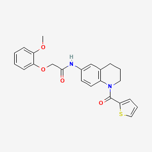 molecular formula C23H22N2O4S B2640258 2-(2-甲氧基苯氧基)-N-(1-(噻吩-2-羰基)-1,2,3,4-四氢喹啉-6-基)乙酰胺 CAS No. 1005292-64-7