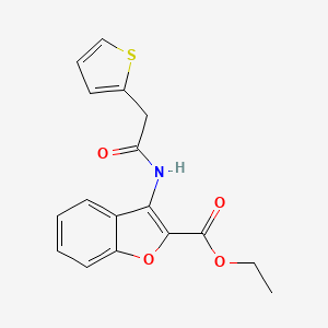 molecular formula C17H15NO4S B2640265 Ethyl 3-(2-(thiophen-2-yl)acetamido)benzofuran-2-carboxylate CAS No. 847406-27-3