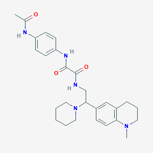 molecular formula C27H35N5O3 B2640266 N1-(4-acetamidophenyl)-N2-(2-(1-methyl-1,2,3,4-tetrahydroquinolin-6-yl)-2-(piperidin-1-yl)ethyl)oxalamide CAS No. 922093-04-7